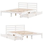 vidaXL Cadre de lit sans matelas blanc 135x190 cm bois de pin massif