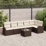 vidaXL Ensemble de canapé de jardin 7 Pièces Marron et blanc Poly rotin