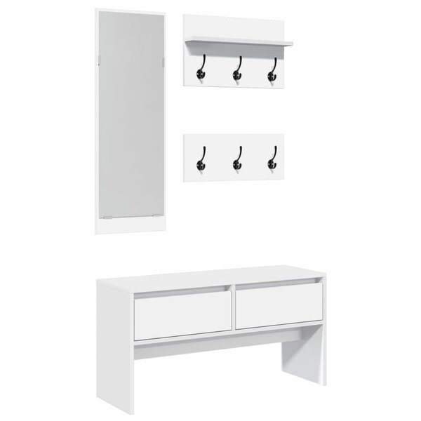 vidaXL Ensemble de meubles de couloir 4 Pièces blanc bois d'ingénierie
