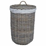 vidaXL Panier à linge avec couvercle 2 Pièces Gris Kubu Rattan Kubu
