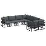 vidaXL Ensemble de canapé de jardin avec coussin 8 Pièces Noir Aluminium