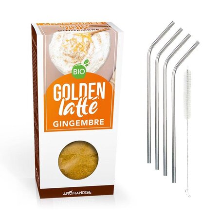 Latte au Curcuma & Gingembre 60 g + 4 pailles en inox