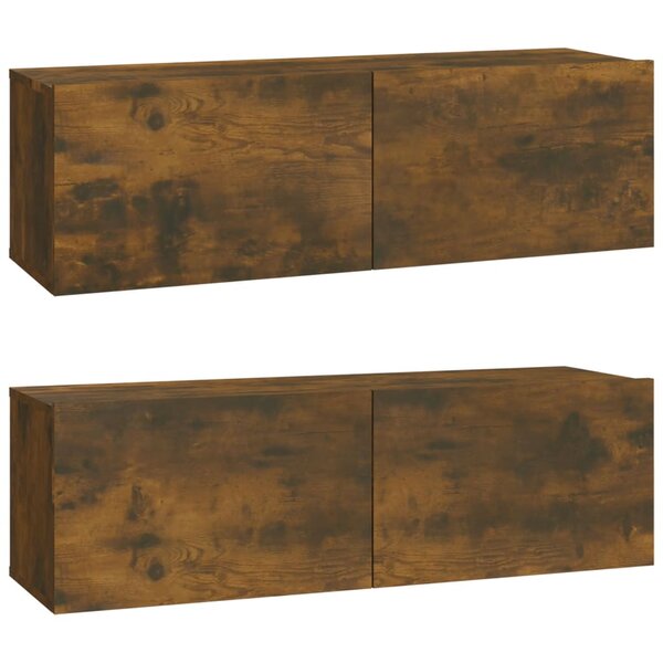 vidaXL Meubles TV muraux 2Pièces chêne fumé 100x30x30cm bois d'ingénierie