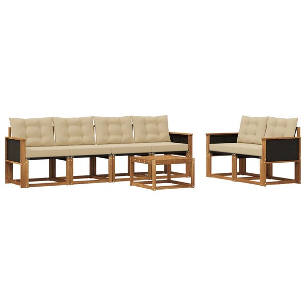 vidaXL Ensemble de canapés d'extérieur 7 pc Naturel et Beige