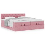 vidaXL Cadre de lit ottoman avec matelas rose 180x200 cm velours
