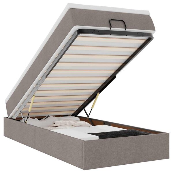 vidaXL Cadre de lit ottoman avec matelas taupe 80x200 cm tissu