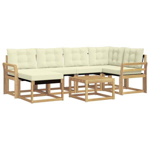 vidaXL Ensemble de canapés d'extérieur 7 Pièces Blanc et crème