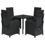 vidaXL Ensemble à manger de jardin coussins 5Pièces Noir Résine tressée