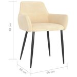 vidaXL Chaises à manger lot de 2 Crème Velours