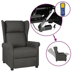 vidaXL Fauteuil inclinable électrique à oreilles gris foncé tissu