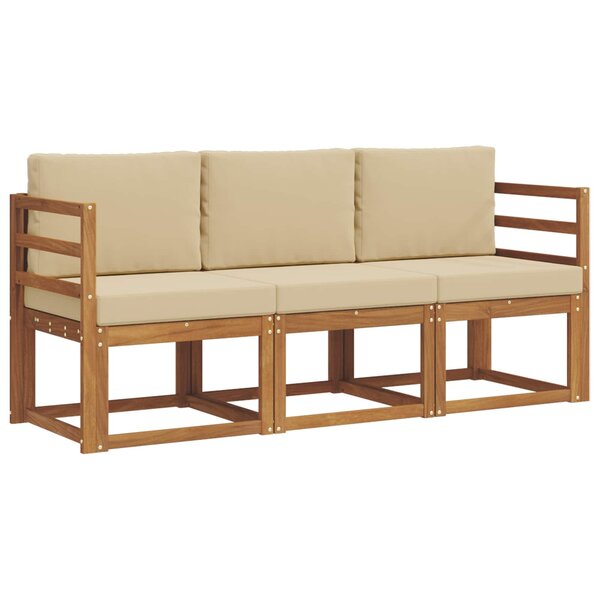vidaXL Ensemble de canapés d'extérieur 3 pc Naturel et Beige