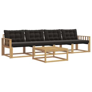 vidaXL Ensemble de canapés d'extérieur 5 pc Blanc et noir