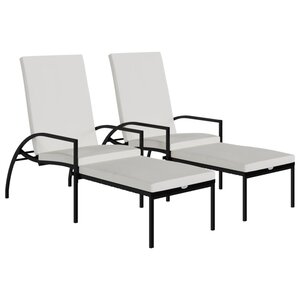 vidaXL Chaises longues avec repose-pied 2 Pièces Résine tressée Noir