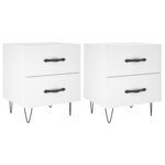 vidaXL Tables de chevet 2 Pièces blanc 40x35x47 5 cm bois d’ingénierie
