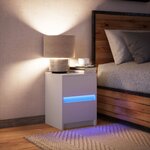 vidaXL Armoire de chevet avec lumières LED blanc bois d'ingénierie