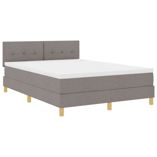 vidaXL Lit à ressort LED avec matelas Taupe 140 x 190 cm tissu