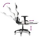 vidaXL Chaise de jeu de massage avec repose-pied Blanc&Noir Similicuir