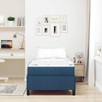 vidaXL Lit à ressorts avec matelas Bleu 90 x 190 cm tissu