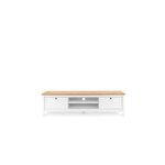 Meuble TV 2 tiroirs - Décor chene artisan et blanc - L 160 x P 45 x H 40 cm - BERGEN