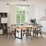 vidaXL Table à manger et bord naturel bois massif chêne