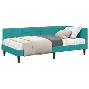 vidaXL Cadre de lit d'angle avec matelas 2 pc Turquoise 90 x 200 cm