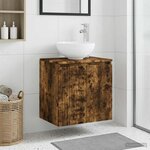 vidaXL Vanité de lavabo mural Chêne fumé 49 5 x 41 x 64 5 cm