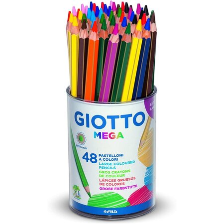 Pot de 48 MEGA crayons de couleur Diam 5,5 mm GIOTTO