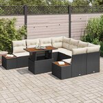 vidaXL Ensemble de canapé de jardin 9 Pièces Noir Poly rotin