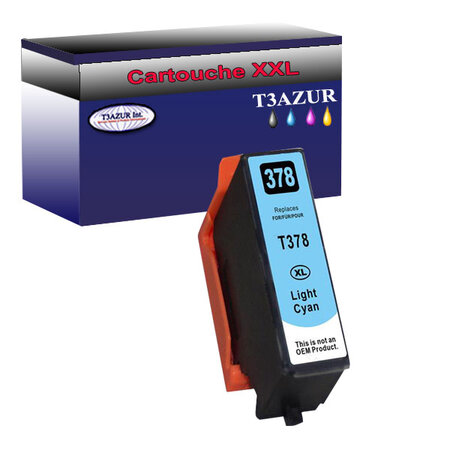 Cartouche Compatible pour Epson T3795 / T3785 (378XL) Light Cyan - T3AZUR
