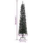 vidaXL Sapin de Noël artificiel mince avec support Vert 240 cm PVC