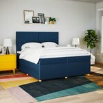 vidaXL Sommier à lattes de lit avec matelas Bleu 200x200 cm Tissu