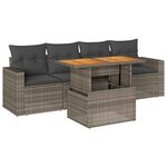 vidaXL Salon de jardin 5 Pièces avec coussins gris résine tressée