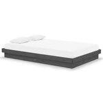 vidaXL Cadre de lit Gris Bois massif 120x190 cm Petit double