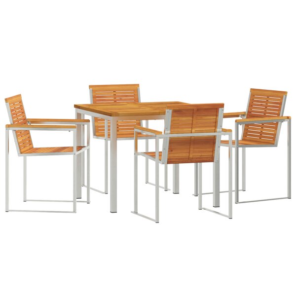 vidaXL Ensemble de jardin 5 pièces en bois d'acacia et acier inoxydable