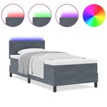vidaXL Lit à ressorts avec matelas Gris foncé 90 x 200 cm Velours