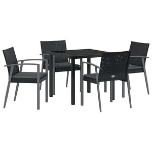 vidaXL Ensemble de salle à manger pour jardin 5 Pièces Noir et gris