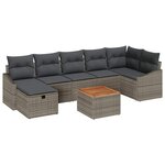 vidaXL Ensemble de canapé de jardin 8 Pièces Gris Poly rotin