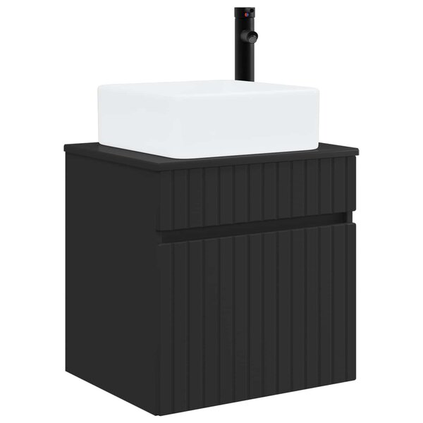 vidaXL Meuble de lavabo mural Noir 49 x 41 x 63 cm Bois d'ingénierie