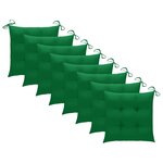 vidaXL Chaises de jardin et coussins vert lot de 8 Bois de teck massif