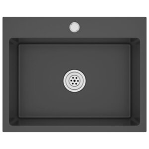 vidaXL Évier de cuisine fait main Noir Acier inoxydable