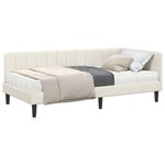 vidaXL Cadre de lit d'angle avec matelas Crème 90 x 200 cm Velours