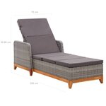 vidaXL Chaise longue Résine tressée et bois d'acacia massif Gris