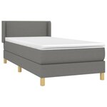 vidaXL Sommier à lattes de lit avec matelas Gris foncé 90x200 cm Tissu