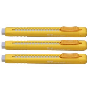 Stylo gomme CLIC ERASER  Corps Jaune x 3 PENTEL