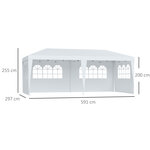 Tonnelle pliante - tente de réception - 3 x 6 m - pavillon chapiteau barnum - 3 cotés démontables - piquets d'ancrage au sol + sac de transport inclus blanc