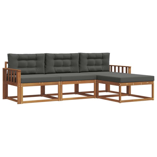 vidaXL Ensemble de canapés d'extérieur 4 pc Naturel et Anthracite