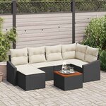 vidaXL Ensemble de canapé de jardin 7 Pièces Noir  blanc