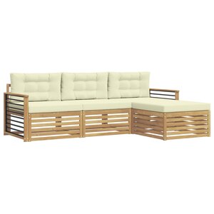vidaXL Ensemble de canapés d'extérieur 4 pc Blanc et crème Polyester