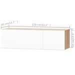 vidaXL Meubles TV 2 Pièces bois d’ingénierie chêne et blanc brillant