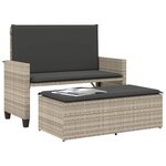 vidaXL Banc de jardin et coussins et repose-pied gris clair poly rotin